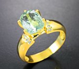 Золотое кольцо с мятно-зеленым «неоновым» турмалином 2,58 карата и бриллиантами Золото