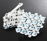 Впечатляющие серебряные серьги с голубыми топазами Серебро 925