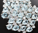 Впечатляющие серебряные серьги с голубыми топазами Серебро 925