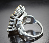 Серебряное кольцо с дымчатым кварцем 15,04 карата и турмалинами Серебро 925