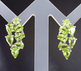 Яркие серебряные серьги с перидотами Серебро 925