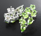 Яркие серебряные серьги с перидотами Серебро 925