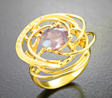 Золотое кольцо с насыщенным уральским александритом редкой огранки 2,05 карата и бриллиантами Золото