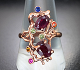 Оригинальное серебряное кольцо с рубинами Серебро 925