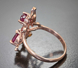 Оригинальное серебряное кольцо с рубинами Серебро 925