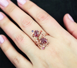 Оригинальное серебряное кольцо с рубинами Серебро 925