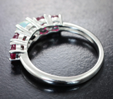 Яркое серебряное кольцо с кристаллическим эфиопским опалом и рубинами Серебро 925