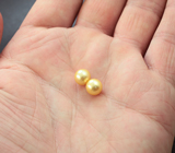 Пара золотистых морских жемчужин 7,05 карата! Натуральный цвет 