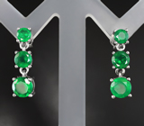 Яркие серебряные серьги с хризопразом Серебро 925