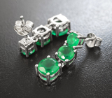 Яркие серебряные серьги с хризопразом Серебро 925