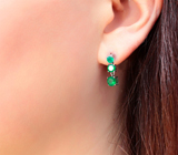 Яркие серебряные серьги с хризопразом Серебро 925