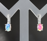 Чудесные серебряные серьги с кристаллическими эфиопскими опалами Серебро 925