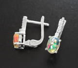 Чудесные серебряные серьги с кристаллическими эфиопскими опалами Серебро 925