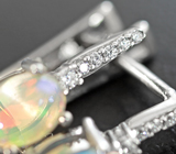 Чудесные серебряные серьги с кристаллическими эфиопскими опалами Серебро 925