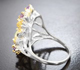 Серебряное кольцо с кристаллическими эфиопскими опалами и аметистами