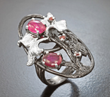 Серебряное кольцо с рубинами 2,13 карата и турмалинами