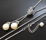 Серебряный комплект с жемчугом и марказитами Серебро 925