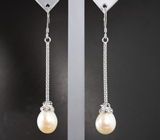 Серебряный комплект с жемчугом и марказитами Серебро 925