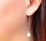 Серебряный комплект с жемчугом и марказитами Серебро 925