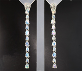 Элегантное серебряные серьги с кристаллическими эфиопскими опалами Серебро 925