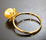 Золотое кольцо с золотистой морской жемчужиной 3,47 карата Золото
