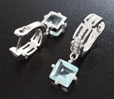 Чудесные серебряные серьги с голубыми топазами Серебро 925