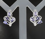 Изысканные серебряные серьги с танзанитами Серебро 925