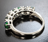 Многоцветное серебряное кольцо с кристаллическими черными опалами Серебро 925