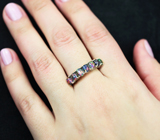 Многоцветное серебряное кольцо с кристаллическими черными опалами Серебро 925