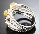 Серебряное кольцо с кристаллическими эфиопскими опалами