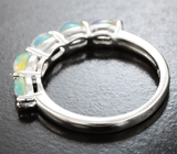 Многоцветное серебряное кольцо с кристаллическими эфиопскими опалами Серебро 925