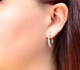 Многоцветные серебряные серьги с кристаллическими эфиопскими опалами Серебро 925