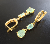 Золотые серьги с яркими медьсодержащими параиба турмалинами 3,64 карата и бриллиантами Золото