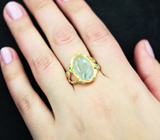 Серебряное кольцо с бериллом 5,73 карата и апатитами