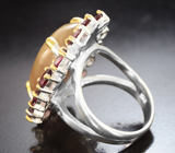 Серебряное кольцо с корундом 32,89 карата и родолитами