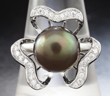 Серебряный комплект с цветным жемчугом Серебро 925