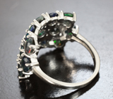 Шикарное серебряное кольцо с ограненными черными опалами Серебро 925