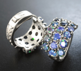 Шикарные серебряные серьги с ограненными черными опалами Серебро 925