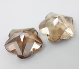 Чистейшая пара резного дымчатого кварца 17,82 карата 