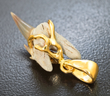 Золотой кулон с ископаемым зубом акулы Jaekelotodus 4,87 карата
