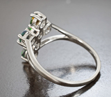 Эффектное серебряное кольцо с ограненными черными опалами Серебро 925