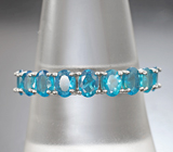 Великолепное серебряное кольцо с «неоновыми» апатитами Серебро 925