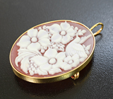 Золотая брошь/кулон с агатовой камеей на карнелиане 23,04 карата Золото