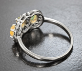 Замечательное серебряное кольцо с эфиопскими опалами и черными шпинелями Серебро 925