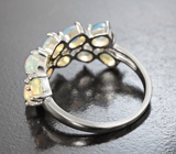 Роскошное серебряное кольцо с  кристаллическими эфиопскими опалами Серебро 925