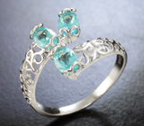 Ажурное серебряное кольцо с голубыми апатитами