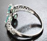 Ажурное серебряное кольцо с голубыми апатитами Серебро 925