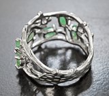 Изысканное серебряное кольцо с изумрудами и танзанитами Серебро 925