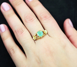 Золотое кольцо с ярким «неоновым» параиба турмалином 1,01 карата и бриллиантами