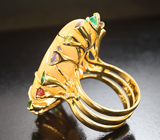 Массивное золотое кольцо с невероятным кристаллическим эфиопским опалом 24,52 карата, самоцветами и бриллиантами Золото